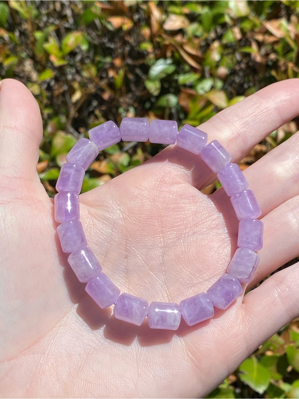 Lavender Quartz Bracelet 8.4mm Barrel Beads 7 Inch Wrist Natural Purple Crystal